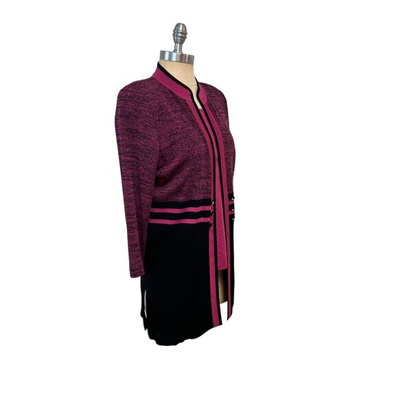 Misook Pink & Black Two-Piece Knit Twinset Cardigan & Tank Top Set Small - Picture 2 of 6